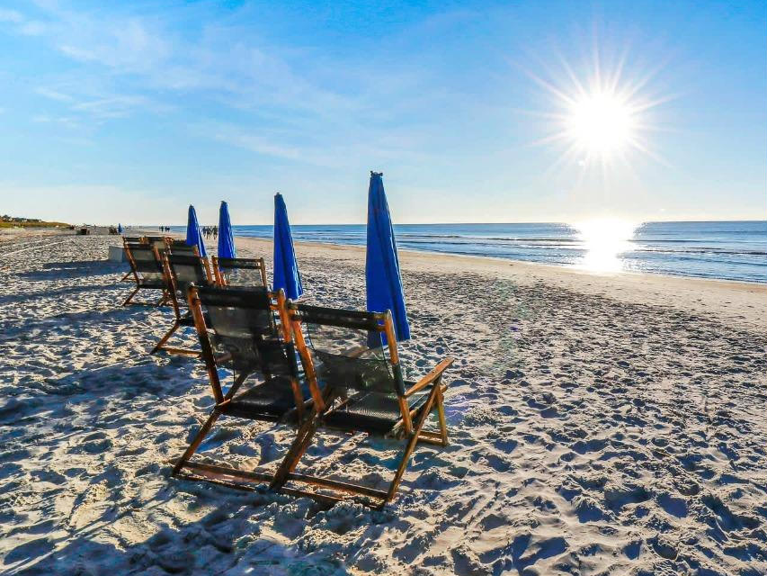 Relaxing chairs at the private Shipyard Beach Club, Hilton Head Island