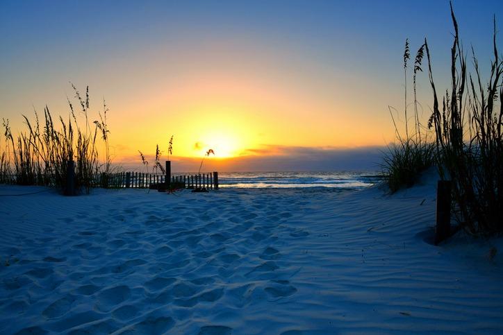 Sunset view from the balcony of an oceanfront vacation rental in Hilton Head