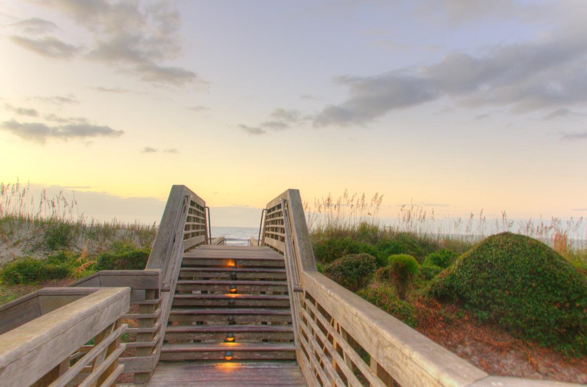 Boardwalk to the beach from a Sea Pines vacation rental in Hilton Head